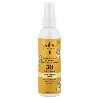 Babo Botanicals, Swim & Sport, Mineral Sunscreen Spray, SPF 30, 6 fl oz (177 ml)