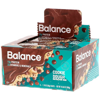 Balance Bar, Nutrition Bar, Cookie Dough, 6 Bars, 1.76 oz (50 g) Each