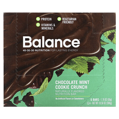 

Balance Bar, Nutrition Bar, Chocolate Mint Cookie Crunch, 6 Bars, 1.76 oz (50 g) Each