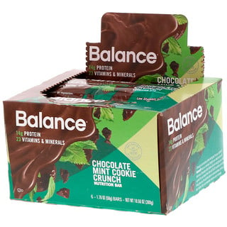 Balance Bar, قالب غني بالبروتين، كعكة الشوكولاتة بالنعناع المقرمشة، 6 قوالب، 1.76 أونصة (50 جم) لكل قالب