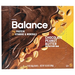 Balance Bar, Батончик Здорового Питания, Шоколадное Арахисовое Масло, 6 батончиков, 1,76 унции (50 г) каждый