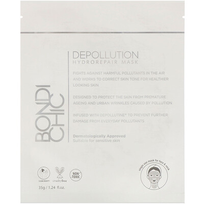 Bondi Chic Depollution, увлажняющая и восстанавливающая тканевая маска, 1 шт., 35 г (1,24 жидк. унции)