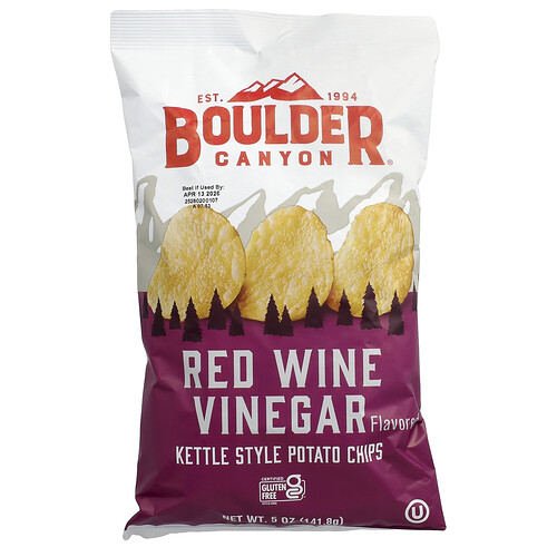 Boulder Canyon, Kettle Style Potato Chips, Red Wine Vinegar, 5 oz (141.8 g)