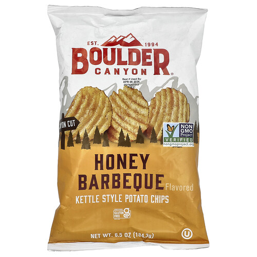 Boulder Canyon, Kettle Style Potato Chips, Honey Barbeque, 6.5 oz (184.3 g)
