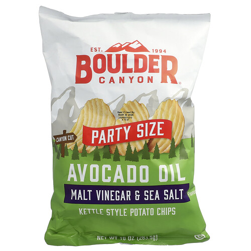 Boulder Canyon, Avocado Oil Kettle Style Potato Chips, Malt Vinegar & Sea Salt, 10 oz (283.5 g)