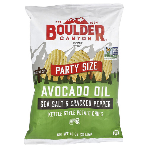 Boulder Canyon, Avocado Oil Kettle Style Potato Chips, Sea Salt & Cracked Pepper, 10 oz (283.5 g)