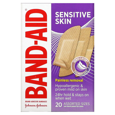 

Band Aid Лейкопластыри для чувствительной кожи 20 размеров