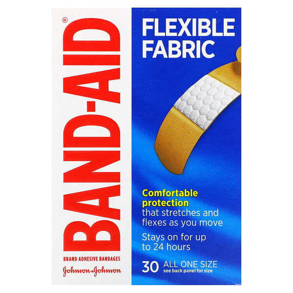 Band Aid‏, Adhesive Bandages, Flexible Fabric, 30 Bandages