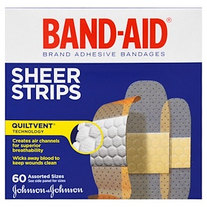 Отзывы о Бэнд Эйд, Brand Adhesive Bandages, Sheer Strips, 60 Assorted Sizes