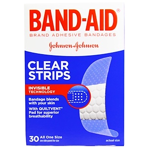 Бэнд Эйд, Adhesive Bandages, Clear Strips, 30 Bandages отзывы покупателей