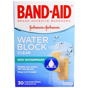 Бэнд Эйд, Adhesive Bandages, Water Block, Clear, 30 Assorted Sizes отзывы