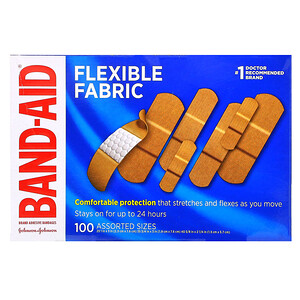 Отзывы о Бэнд Эйд, Adhesive Bandages, Flexible Fabric, 100 Assorted Sizes