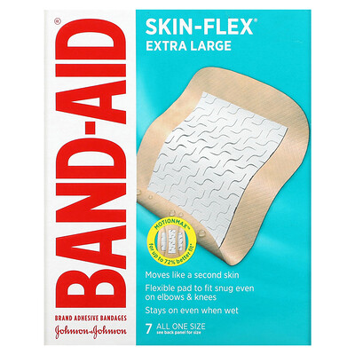 

Band Aid Лейкопластырные повязки, Skin-Flex, очень большие, 7 повязок