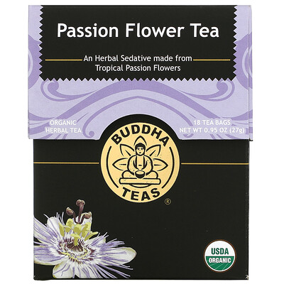 Buddha Teas Organic Herbal Tea, пассифлора, 18 чайных пакетиков, 27 г (0,95 унции)