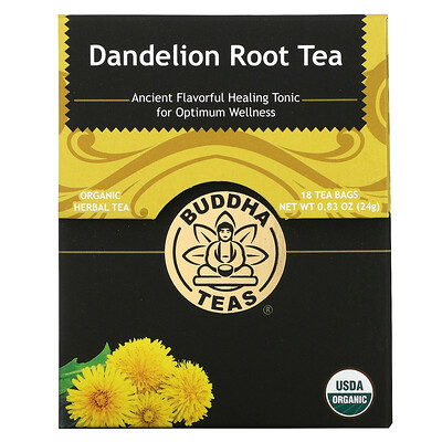 Buddha Teas Органический травяной чай, корень одуванчика, 18 чайных пакетиков, 0,83 унции (24 г)