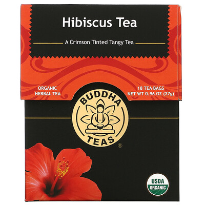 Buddha Teas Organic Herbal Tea, цветок гибискуса, 18 чайных пакетиков, 27 г (0,95 унции)