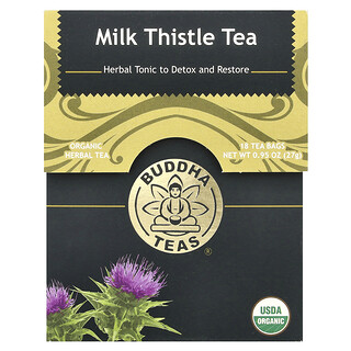 Buddha Teas, Té de hierbas orgánicas, Cardo mariano, Sin cafeína, 18 bolsitas de té, 27 g (0,95 oz)
