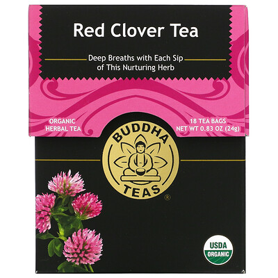 Buddha Teas Organic Herbal Tea, красный клевер, 18 чайных пакетиков, 24 г (0,83 унции)