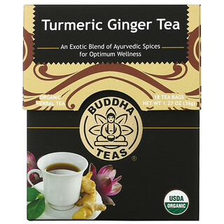 Buddha Teas, Organic Herbal Tea, Tumeric Ginger, 18 Tea Bags, 1.27 oz (36 g)