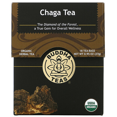Купить Buddha Teas Органический травяной чай, гриб чага, 18 чайных пакетиков, 27 г (0, 95 унции)