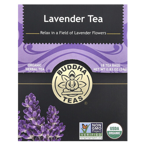 Buddha Teas Organic Herbal Tea, Lavender, Caffeine Free , 18 Tea Bags, 0.83 oz (24 g)