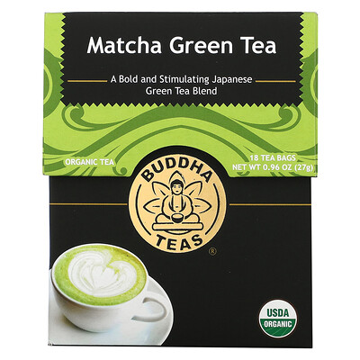 Buddha Teas Organic Herbal Tea, зеленый матча, 18 чайных пакетиков, 27 г (0,95 унции)