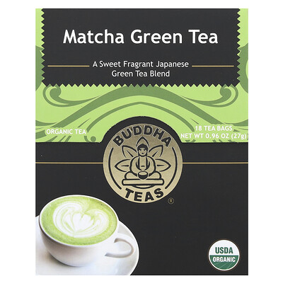 Buddha Teas, Té orgánico, Té verde matcha, 18 bolsitas de té, 27 g (0,96 oz)
