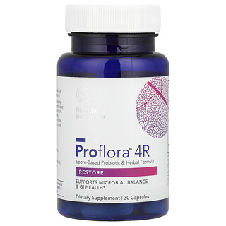 Biocidin Botanicals, Proflora™ 4R, spóraalapú probiotikus és gyógynövényes formula, 30 kapszula