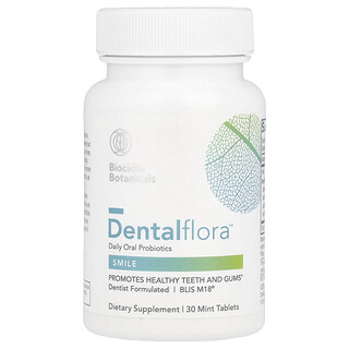 Biocidin Botanicals, Dentalflora™, napi szájon szedhető probiotikumok, 30 mentatabletta