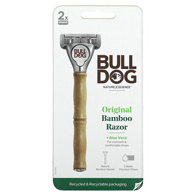 Bulldog Skincare For Men Оригинальная бамбуковая бритва, 2 картриджа с 5 лезвиями