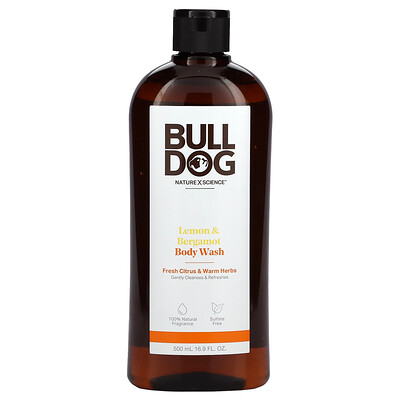 Bulldog Skincare For Men, Body Wash, Lemon & Bergamot, 16.9 fl oz (500 ml)