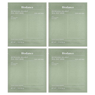 Biodance, リフレッシュ昆布配合リアルディープ ビューティマスク、4枚、各34g（1.19オンス）