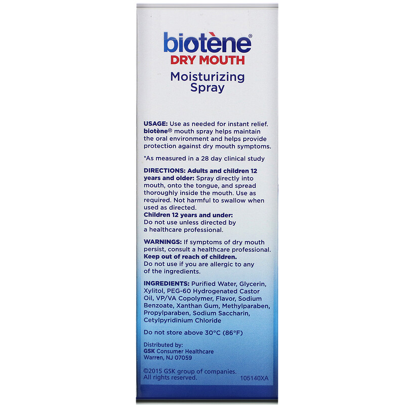 Biotene Dental Products, Dry Mouth Moisturizing Spray, Gentle Mint, 1.5
