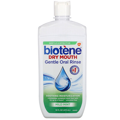 Biotene Dental Products Dry Mouth, деликатный ополаскиватель для полости рта, «Нежная мята», 473 мл