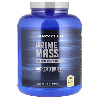 BodyTech, Prime Mass, Creștere în greutate cu conținut ridicat de proteine, vanilie, 6 lbs (2,72 kg)