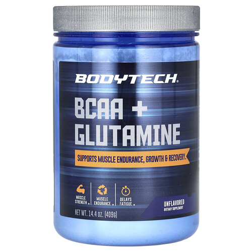 Bodytech BCAA + Glutamine, Unflavored, 14.4 oz (409 g)