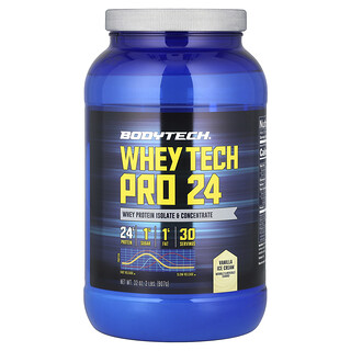 BodyTech, Whey Tech Pro 24, înghețată de vanilie, 2 lb (907 g)