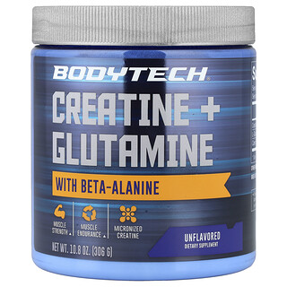 BodyTech, Креатин + глутамин с бета-аланин, без вкус, 10,8 унции (306 g)