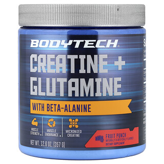 BodyTech, Креатин + глутамин, BETA-Аланин, жеміс пуншы, 12,6 унция (357 г)