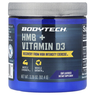 BodyTech, HMB más vitamina D3, Sin sabor, 92,4 g (3,26 oz)