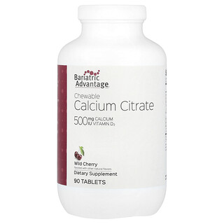 Bariatric Advantage, Citrato de calcio masticable, Cereza silvestre, 90 comprimidos