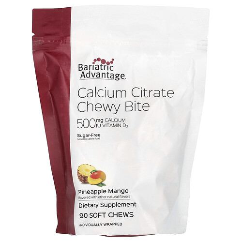 Bariatric Advantage Calcium Citrate Chewy Bite, Sugar-Free, Pineapple Mango, 90 Soft Chews