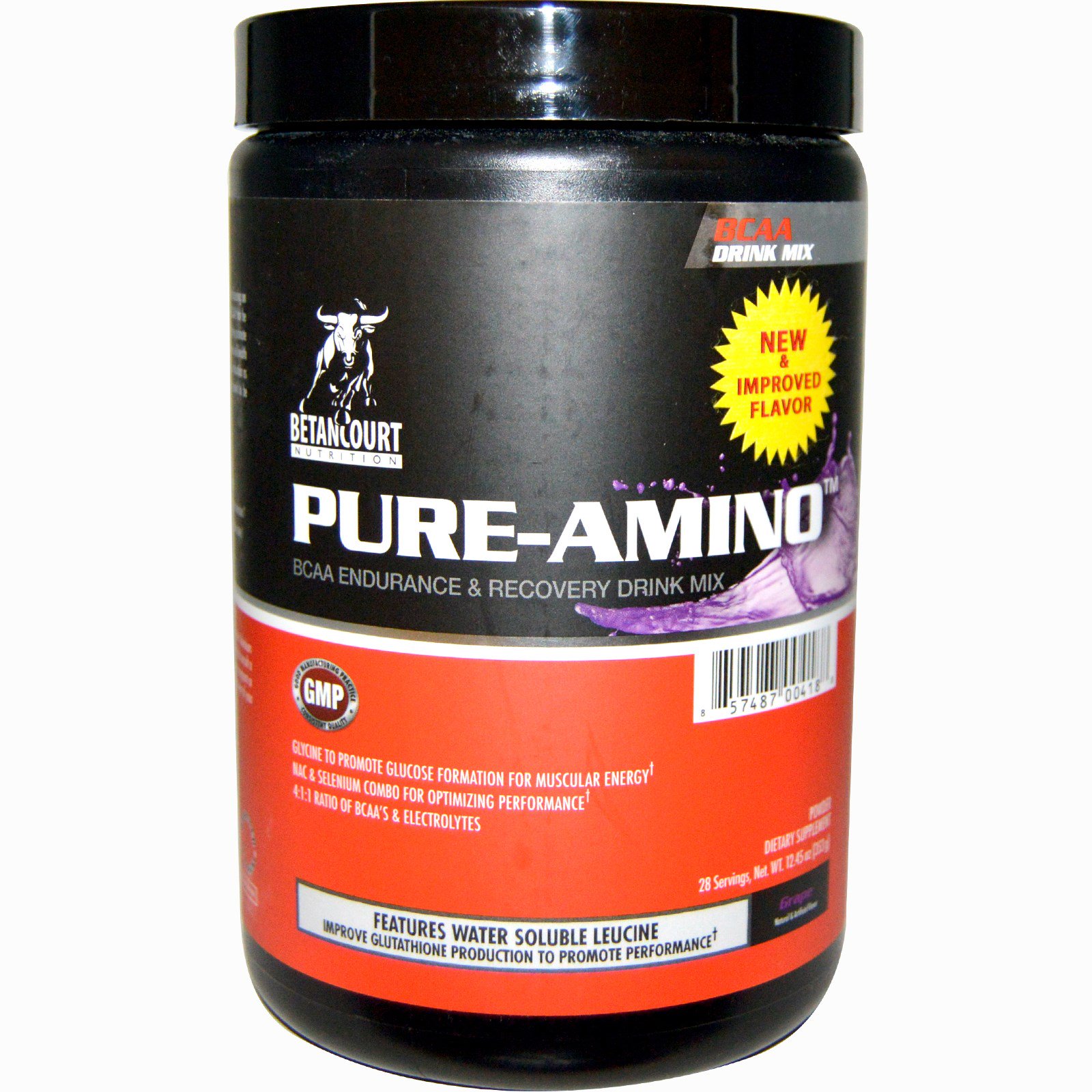 Betancourt, PureAmino, BCAA Endurance & Recovery Drink Mix, Grape, 12.