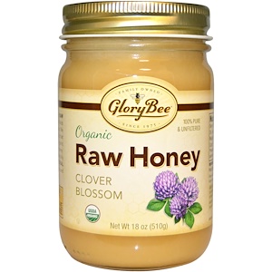 Купить GloryBee, Органический сырой мед, клеверный цвет, 18 унций (510 г)  на IHerb