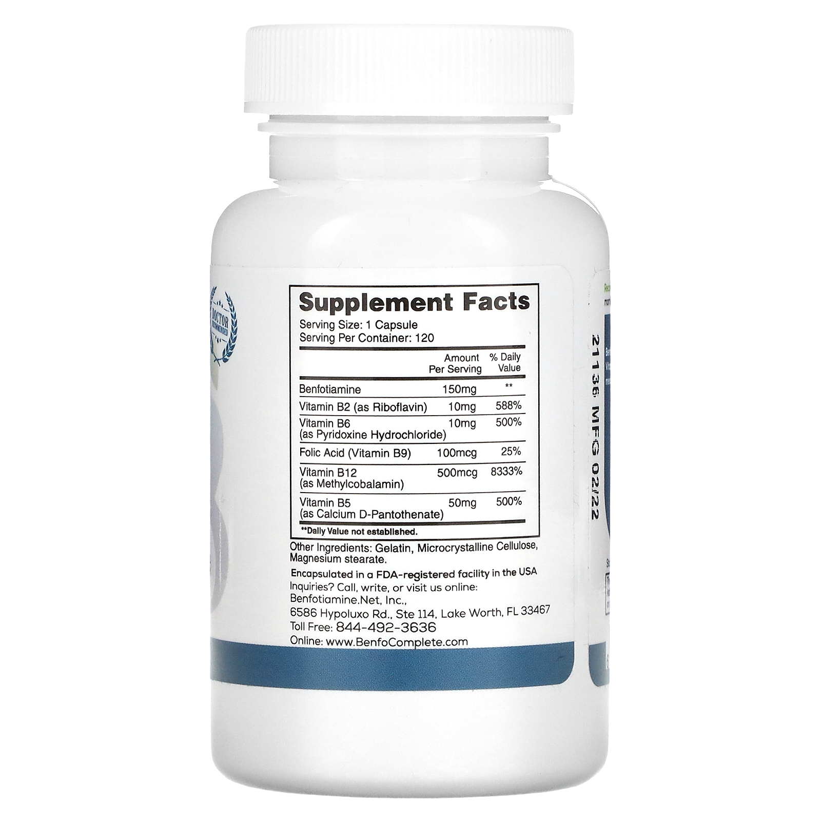 Benfotiamine Inc., Multi-B Benfotiamine Neuropathy Support Formula, 150 ...