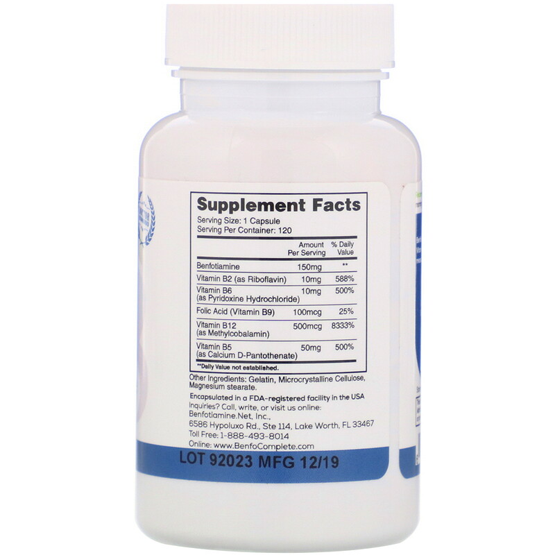 Benfotiamine Inc., Multi-B Benfotiamine Neuropathy Support Formula, 150 ...