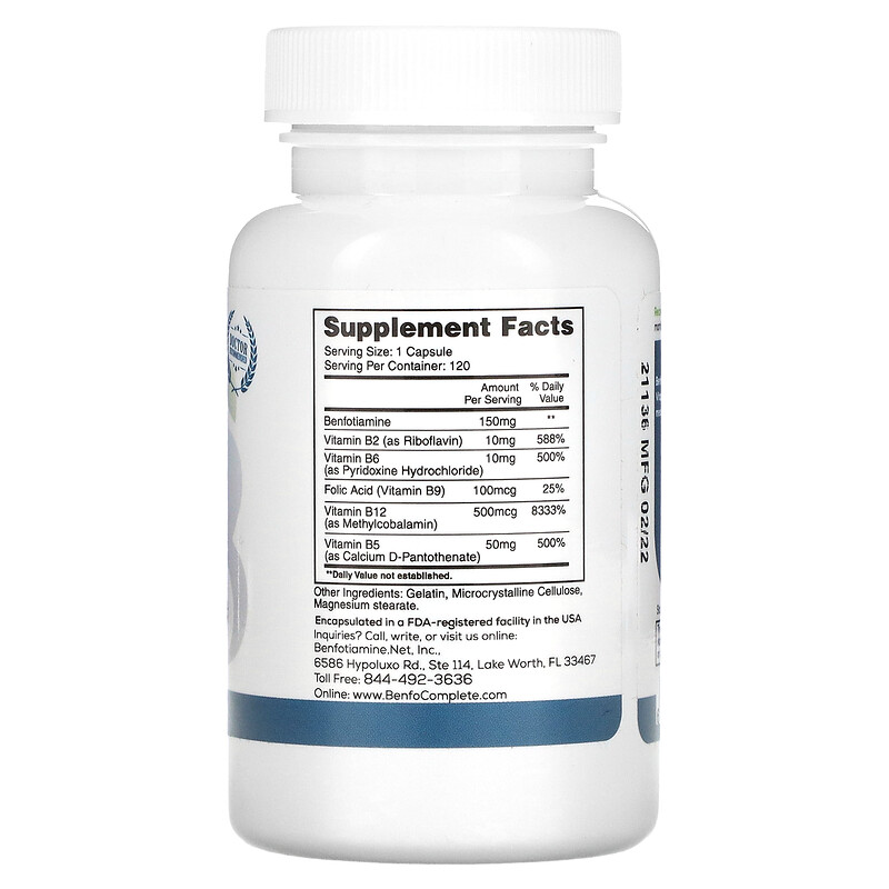 Benfotiamine Inc., Multi-B Benfotiamine Neuropathy Support Formula, 150 ...