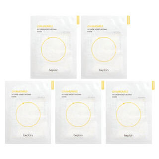Beplain, Topeng Kecantikan Pelembap Intens, Chamomile, 5 Helaian, 0.84 fl oz (25 ml) Setiap satu