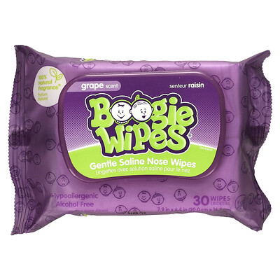 

Boogie Wipes Gentle Saline Nose Wipes Grape Scent 30 Wipes