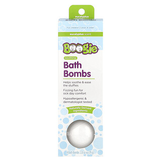 Boogie Wipes, Bombas de baño calmantes, Eucalipto, 3 bombas de baño, 79 g (2,8 oz) cada una